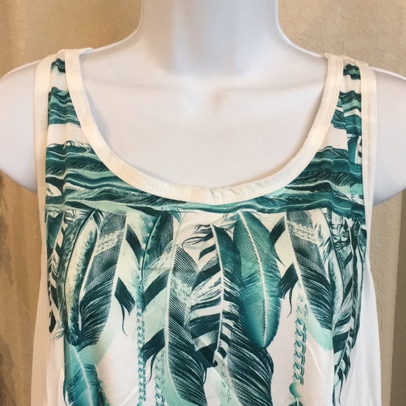 COPY - Bohemian Tank Top Shirt Size 2XL Green With Lace - Picture 2 of 6
